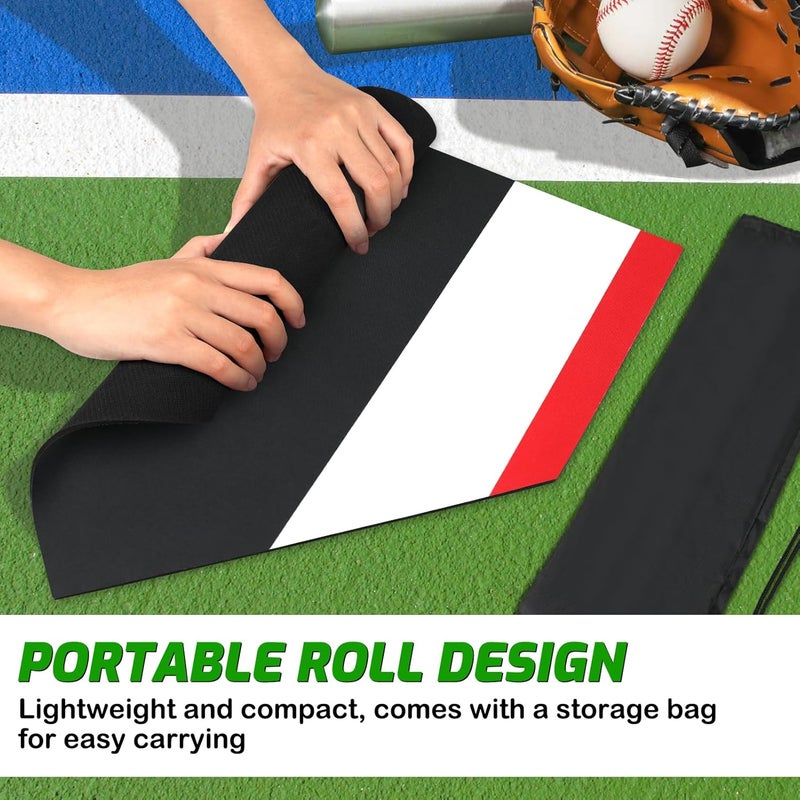 TRINKA Baseball & Softball Home Plate, 17 Inch Colored Portable Baseball Zone Training Home Plate with Carry Bag, Lightweight Non-Slip Rubber Mat Softball Bases Tool for Pitching and Hitting Practice - Image 4